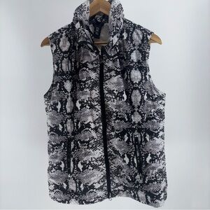 N'VO Women Performance Golf Vest L Black White Pockets Snake Print‎ Windbreaker